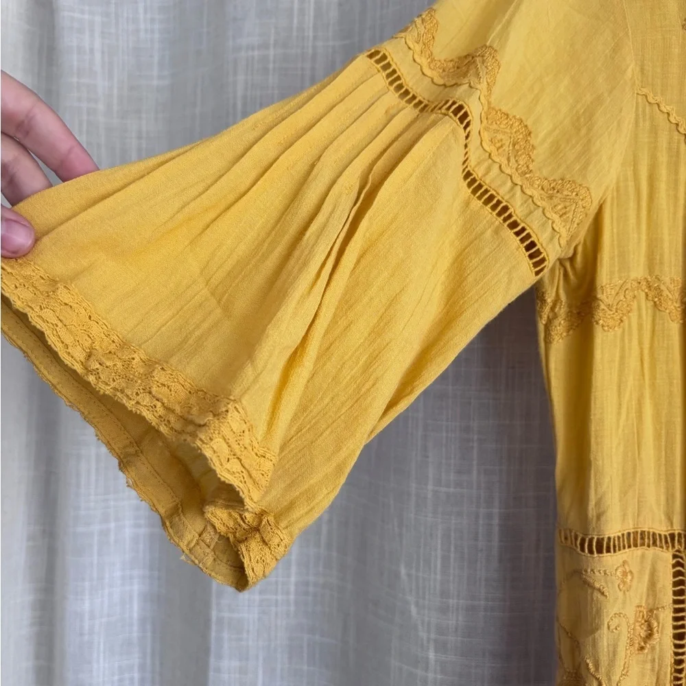Anthropologie Yellow Embroidered Dress - Picture 4 of 6